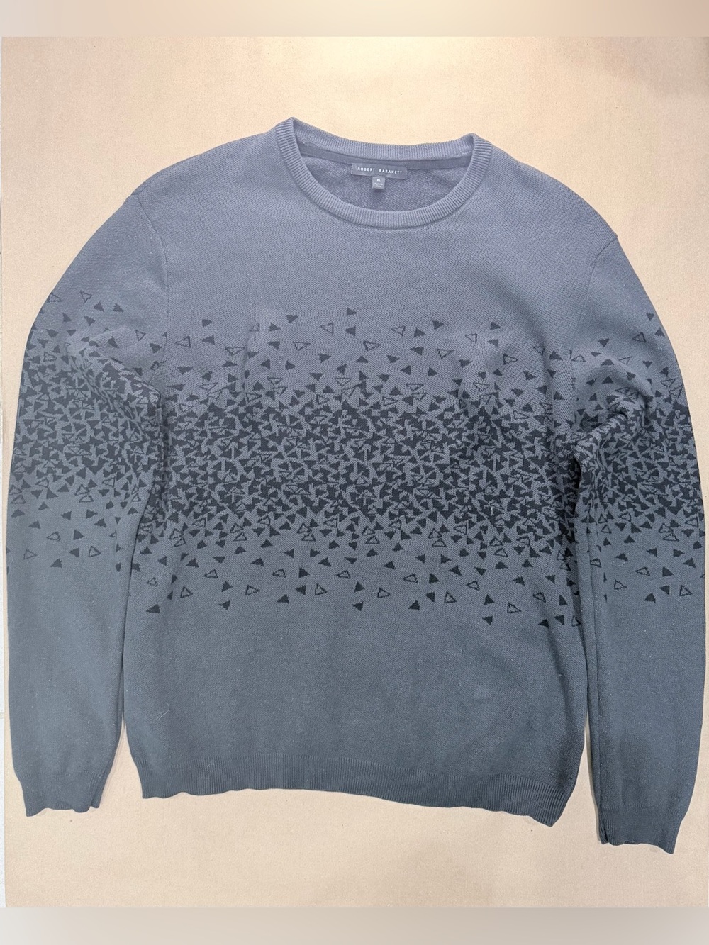 Robert Barakett Johnny Crew Neck Sweater – Men’s XL Black/Gray Cotton Knit